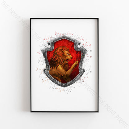 Wizarding World 'GRYFFINDOR CREST' Hogwarts Harry Potter / Fantastic Beasts Watercolour Splash Wall Art Print