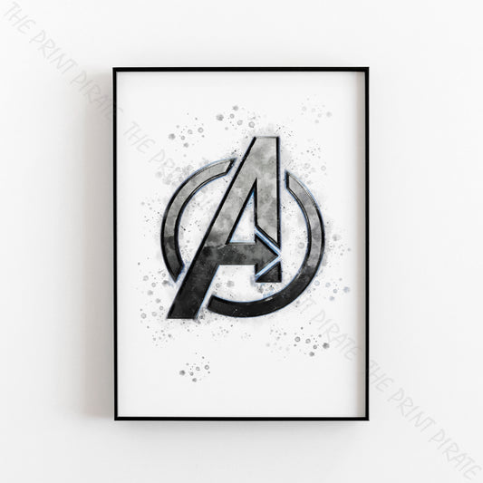 Superhero 'AVENGERS' Marvel Watercolour Splash Wall Art Print