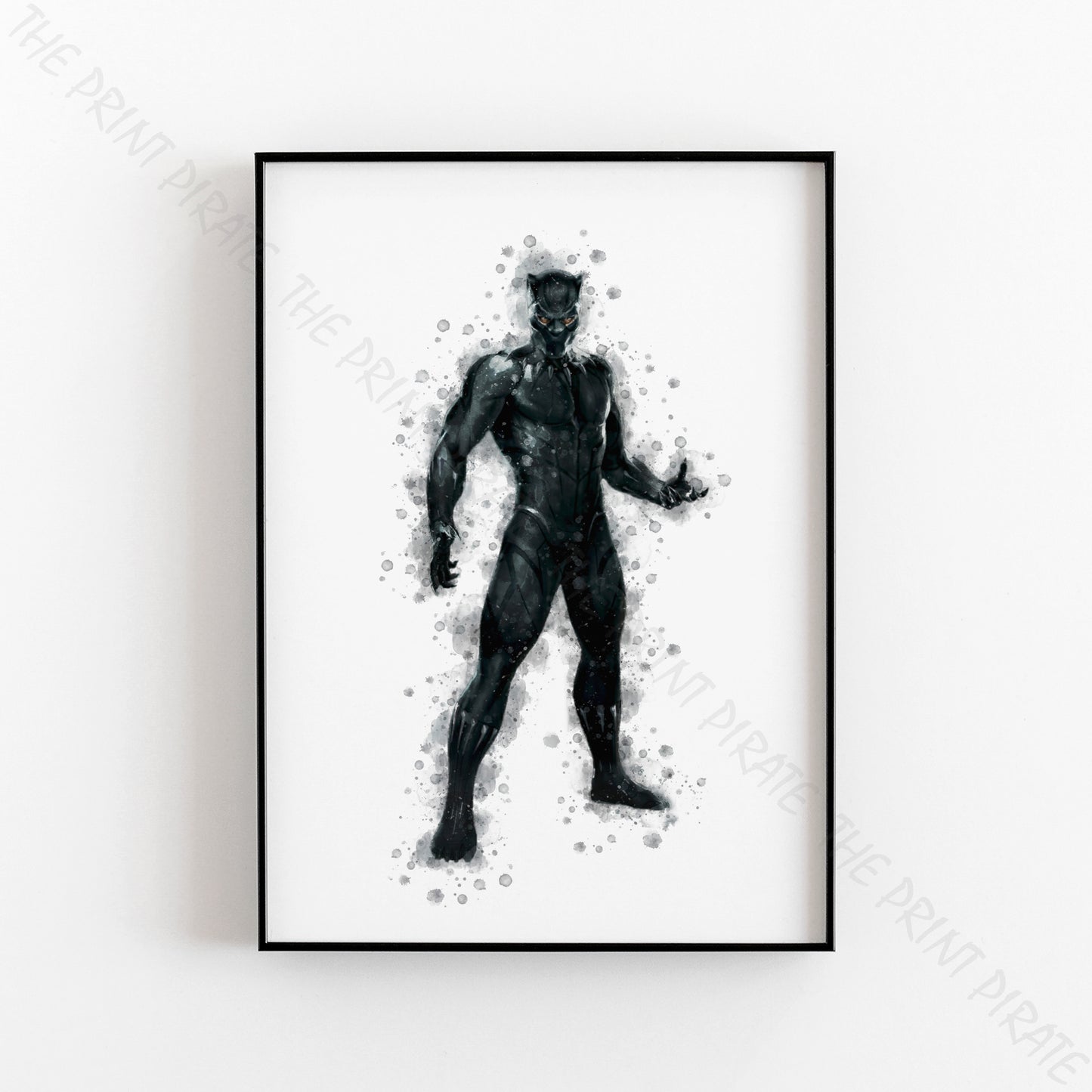 Superhero 'BLACK PANTHER' Marvel Watercolour Splash Wall Art Print