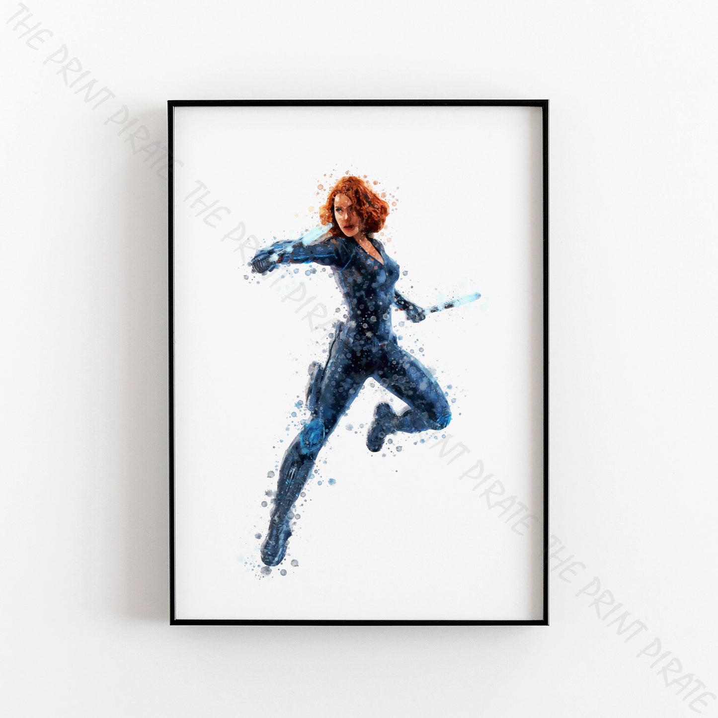 Superhero 'BLACK WIDOW' Marvel Watercolour Splash Wall Art Print