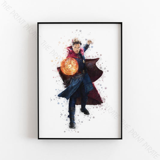 Superhero 'DR STRANGE' Marvel Watercolour Splash Wall Art Print