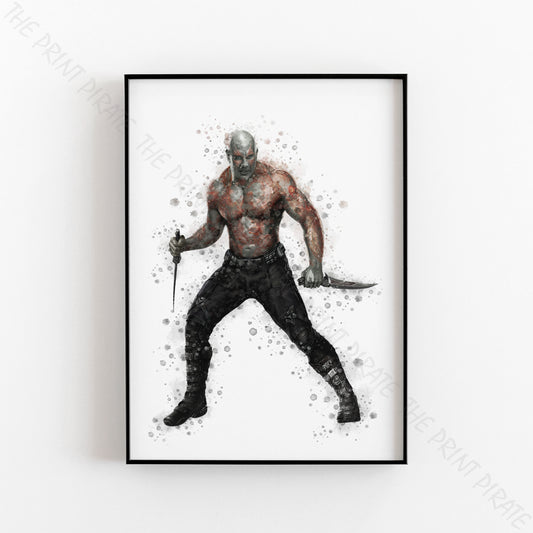 Superhero 'DRAX' Marvel Watercolour Splash Wall Art Print