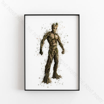 Superhero 'GROOT' Marvel Watercolour Splash Wall Art