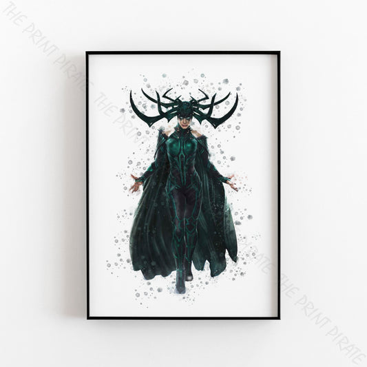 SuperVillain 'HELA' Marvel Watercolour Splash Wall Art Print