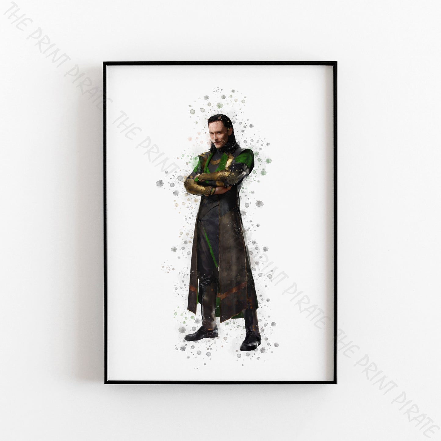 SuperVillain 'LOKI DARK WORLD' Marvel Watercolour Splash Wall Art Print