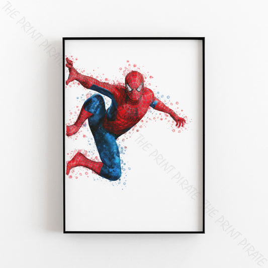 Superhero 'SPIDERMAN' Hanging No.4 Marvel Watercolour Splash Wall Art Print