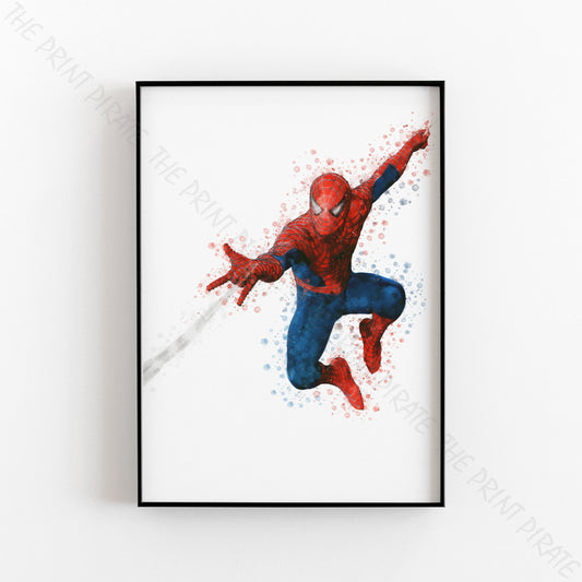 Superhero 'SPIDERMAN' Shooting No.3 Marvel Watercolour Splash Wall Art Print