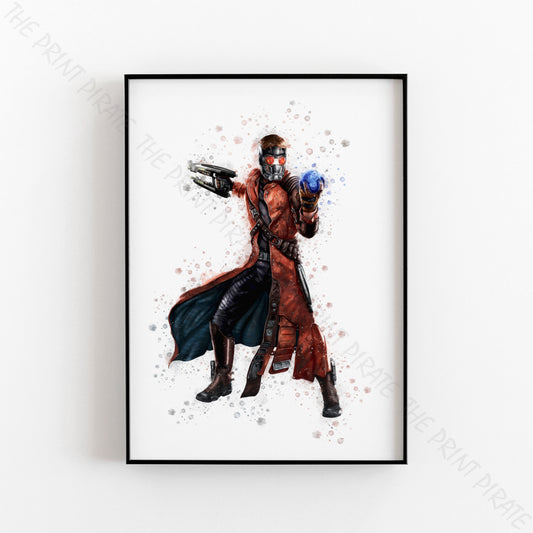 Superhero 'STAR LORD' Marvel Watercolour Splash Wall Art Print