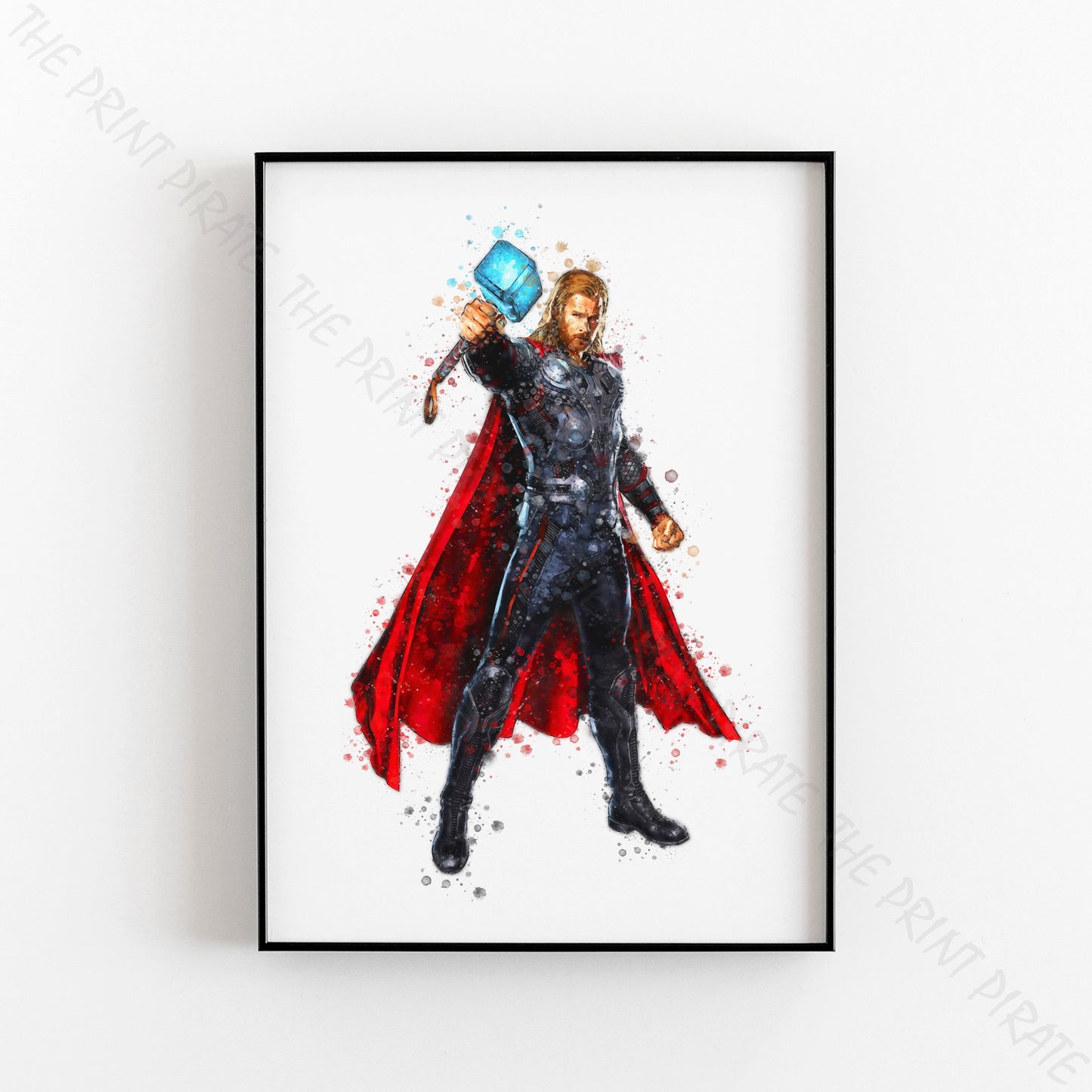 Superhero 'THOR' Marvel Watercolour Splash Wall Art Print