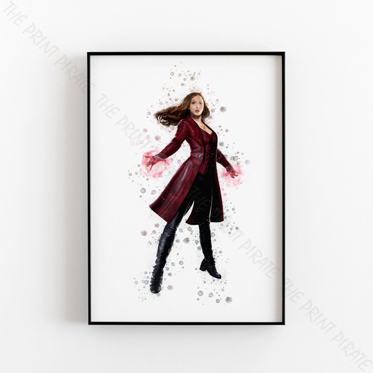 Superhero 'WANDA MAXIMOFF' Marvel Watercolour Splash Wall Art Print