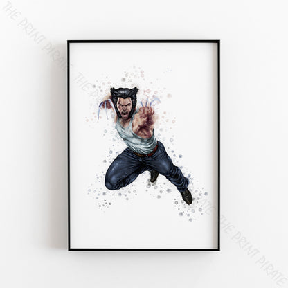 Superhero 'WOLVERINE' Marvel Watercolour Splash Wall Art Print