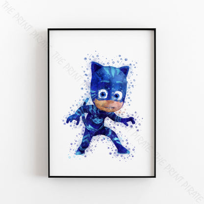 PJ Masks 'CATBOY - CONNOR' Watercolour Splash Wall Art Print