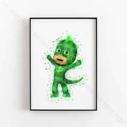 PJ Masks 'GEKKO - GREG' Watercolour Splash Wall Art Print