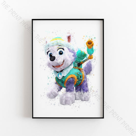 Paw Patrol 'EVEREST' Watercolour Splash Wall Art Print