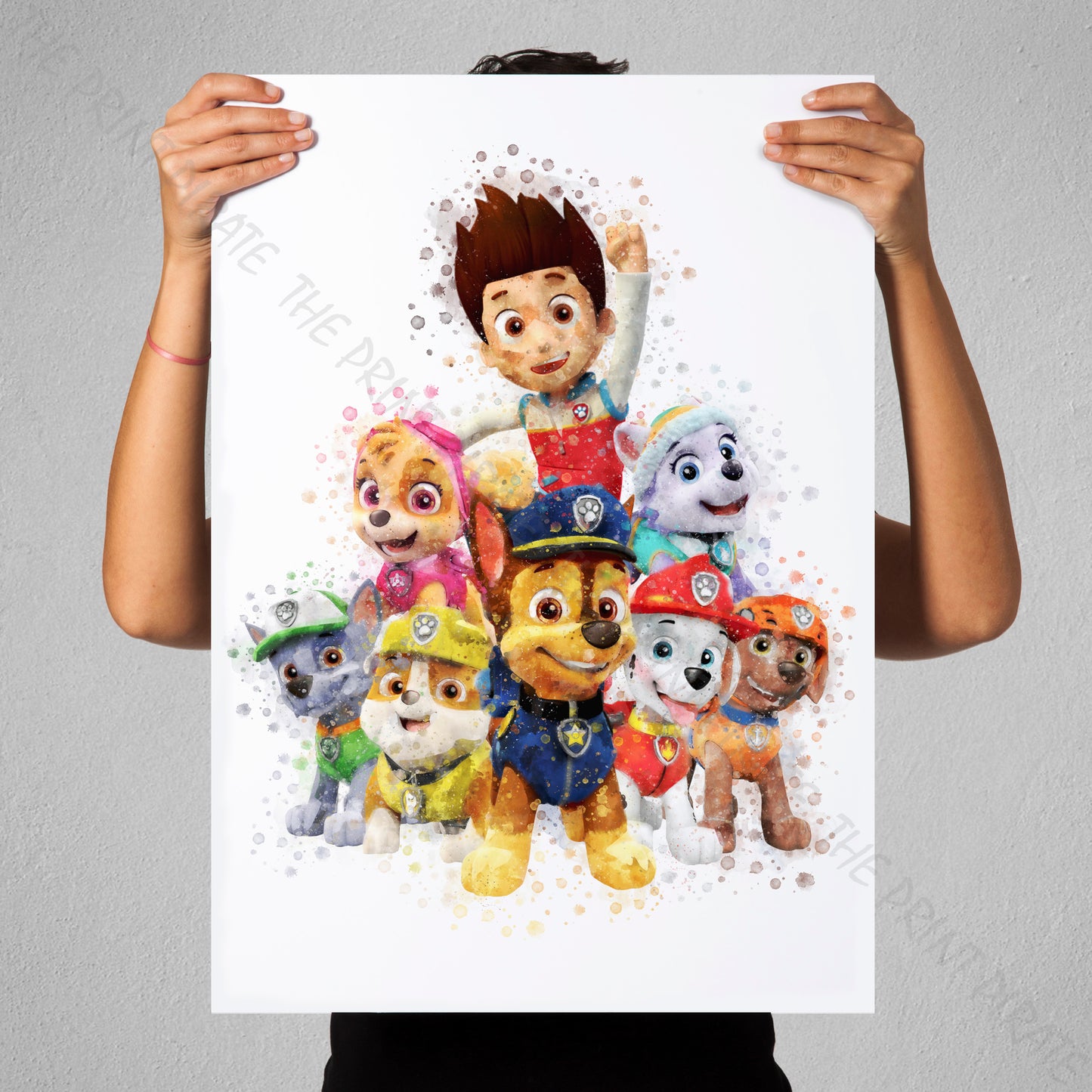 Paw Patrol 'PAW PATROL GROUP' Watercolour Splash Wall Art Print