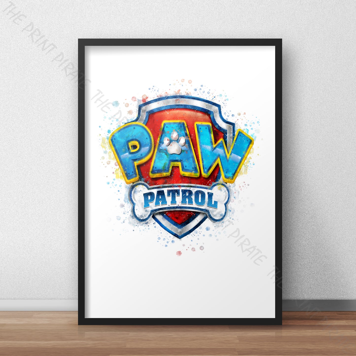 Paw Patrol 'PAW PATROL BADGE' Watercolour Splash Wall Art Print