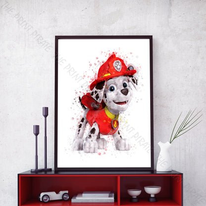 Paw Patrol 'MARSHAL' Watercolour Splash Wall Art Print