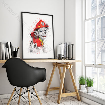 Paw Patrol 'MARSHAL' Watercolour Splash Wall Art Print