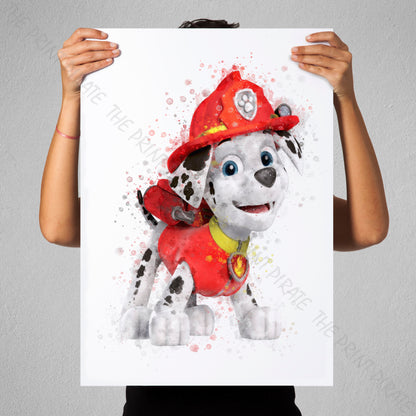 Paw Patrol 'MARSHAL' Watercolour Splash Wall Art Print