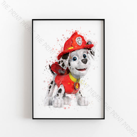 Paw Patrol 'MARSHAL' Watercolour Splash Wall Art Print