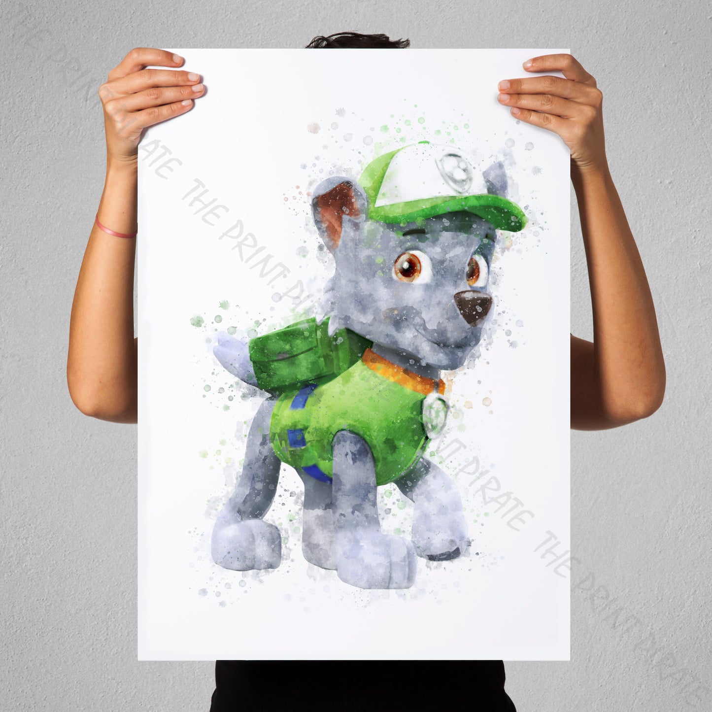 Paw Patrol 'ROCKY' Watercolour Splash Wall Art Print