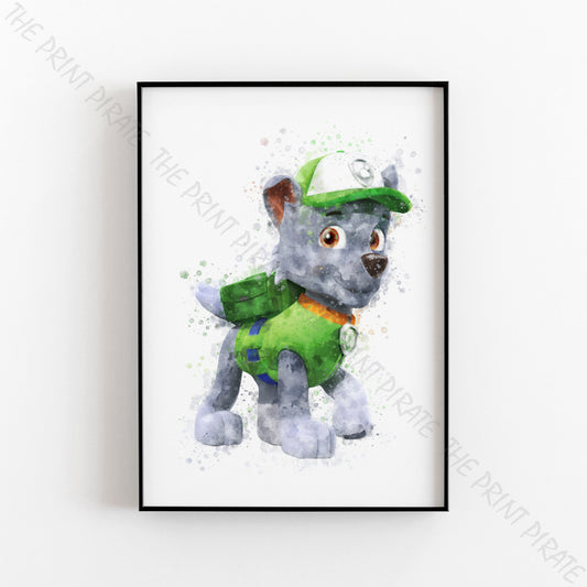 Paw Patrol 'ROCKY' Watercolour Splash Wall Art Print