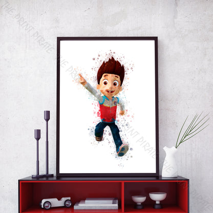 Paw Patrol 'RYDER' Watercolour Splash Wall Art Print