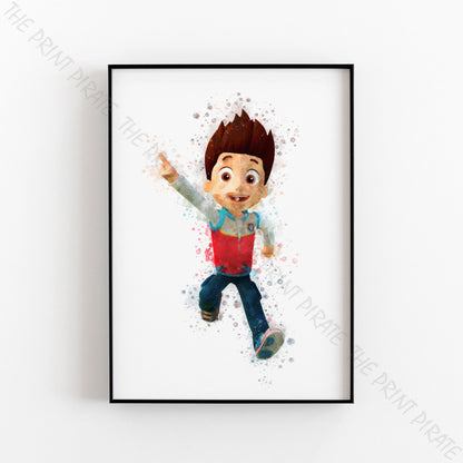 Paw Patrol 'RYDER' Watercolour Splash Wall Art Print