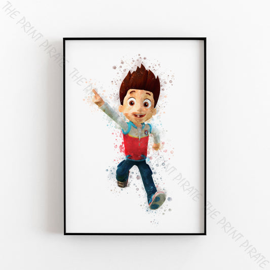 Paw Patrol 'RYDER' Watercolour Splash Wall Art Print