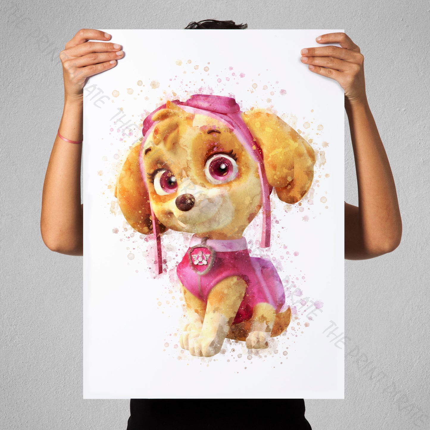 Paw Patrol 'SKYE' Watercolour Splash Wall Art Print