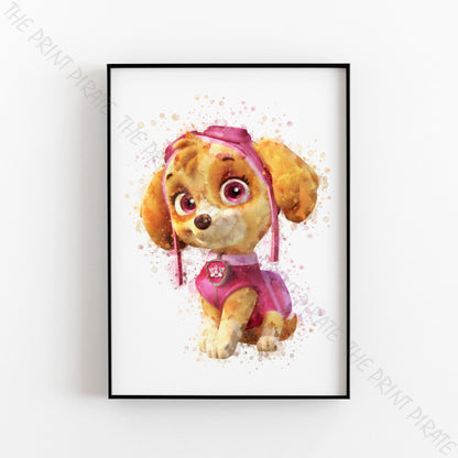 Paw Patrol 'SKYE' Watercolour Splash Wall Art Print