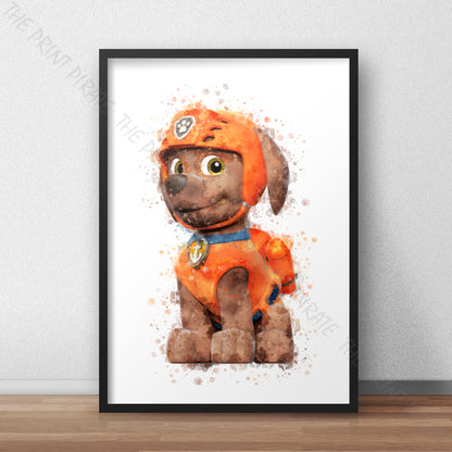 Paw Patrol 'ZUMA' Watercolour Splash Wall Art Print