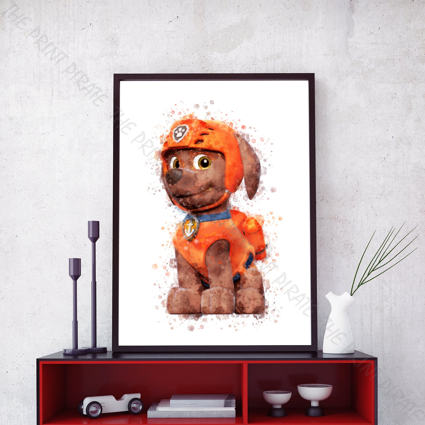 Paw Patrol 'ZUMA' Watercolour Splash Wall Art Print