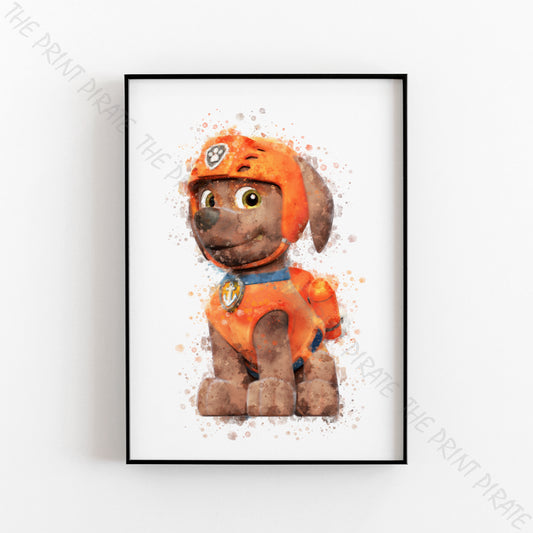 Paw Patrol 'ZUMA' Watercolour Splash Wall Art Print