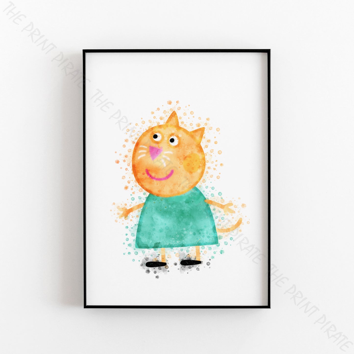 Peppa Pig 'CANDY CAT' Watercolour Splash Wall Art Print