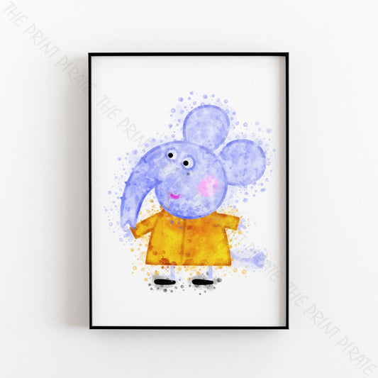 Peppa Pig 'EMILY ELEPHANT' Watercolour Splash Wall Art Print