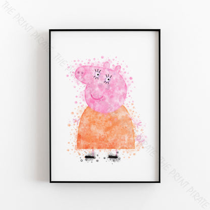 Peppa Pig 'MUMMY PIG' Watercolour Splash Wall Art Print