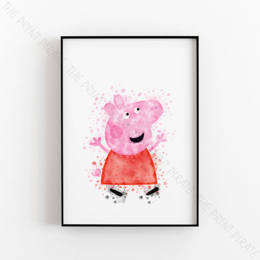 Peppa Pig 'PEPPA' Watercolour Splash Wall Art Print