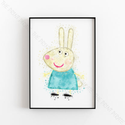 Peppa Pig 'REBECCA RABBIT' Watercolour Splash Wall Art Print