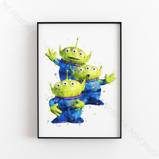 Disney Pixar 'ALIENS' Toy Story Watercolour Splash Wall Art Print