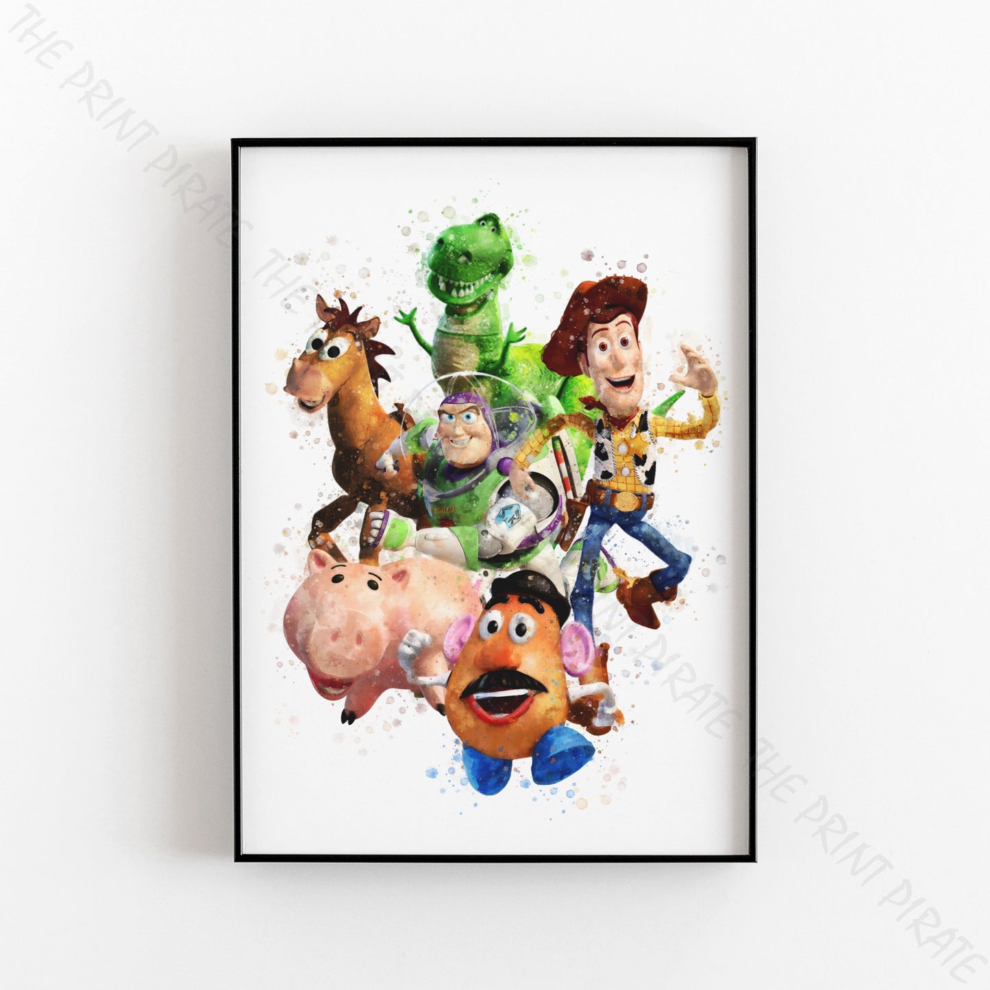 Disney Pixar 'ANDY'S TOYS' Toy Story Watercolour Splash Wall Art Print