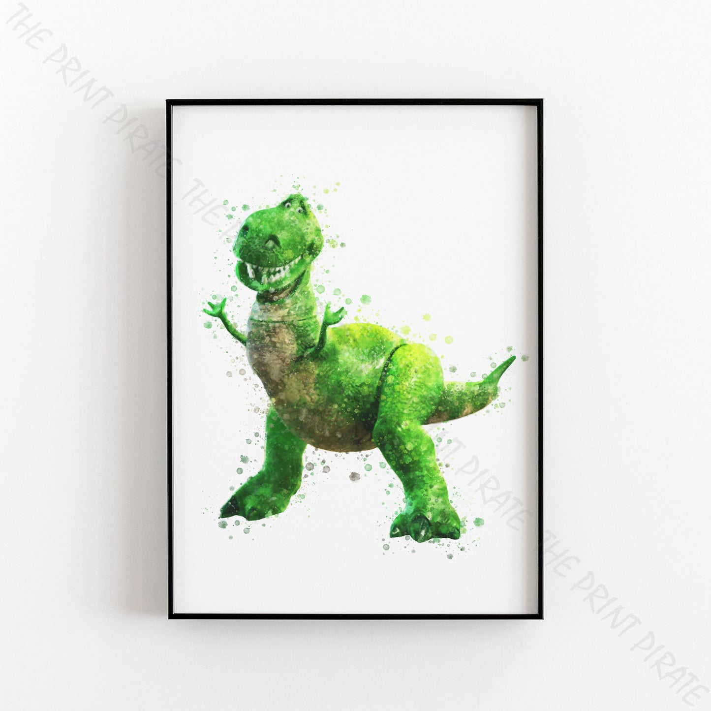 Disney Pixar 'REX' Toy Story Watercolour Splash Wall Art Print