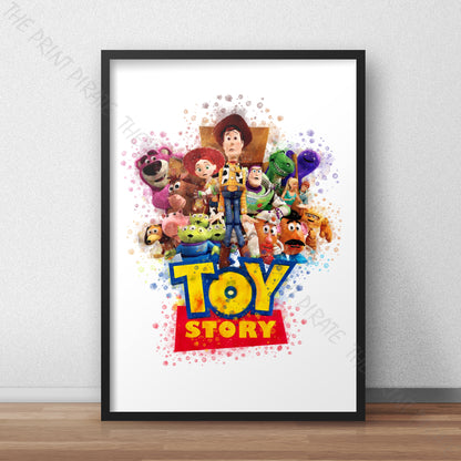 Disney Pixar 'TOY STORY GROUP' Toy Story Watercolour Splash Wall Art Print