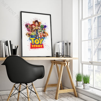 Disney Pixar 'TOY STORY GROUP' Toy Story Watercolour Splash Wall Art Print