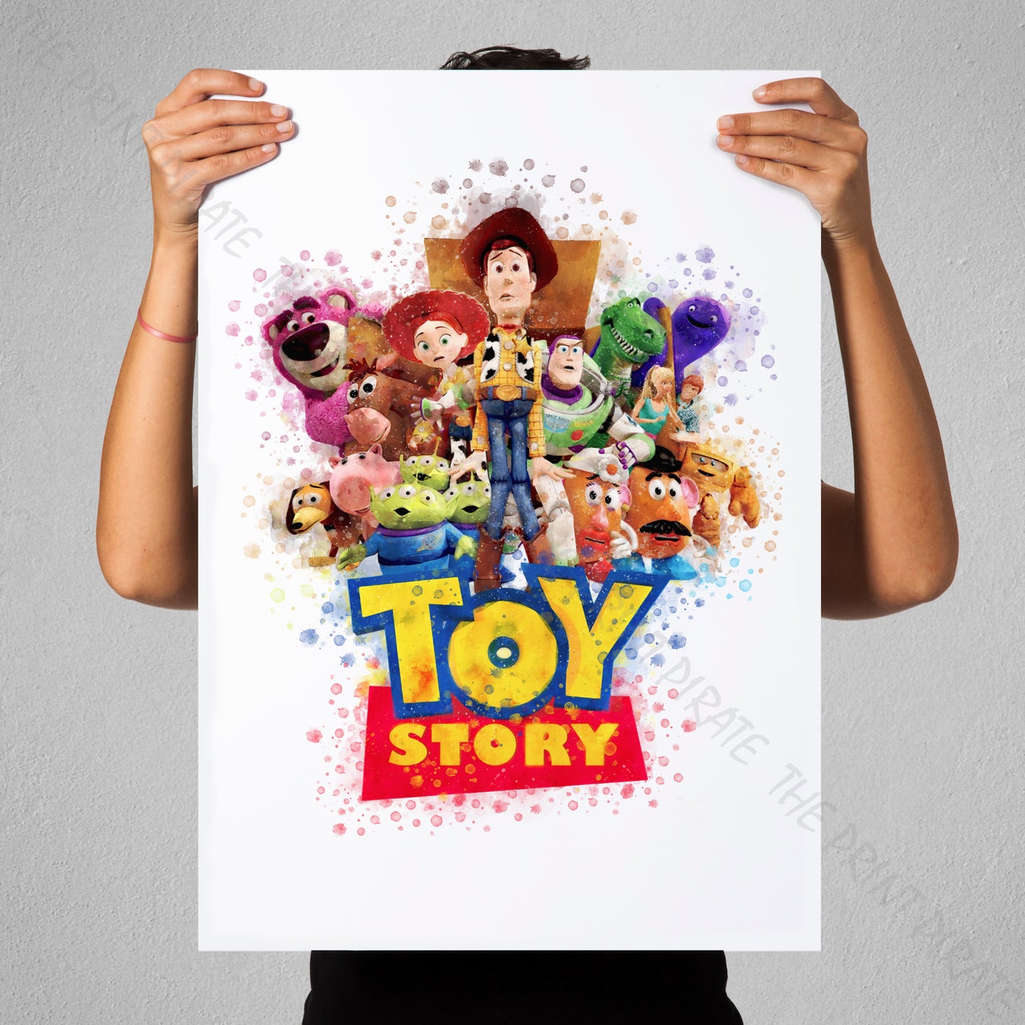 Disney Pixar 'TOY STORY GROUP' Toy Story Watercolour Splash Wall Art Print