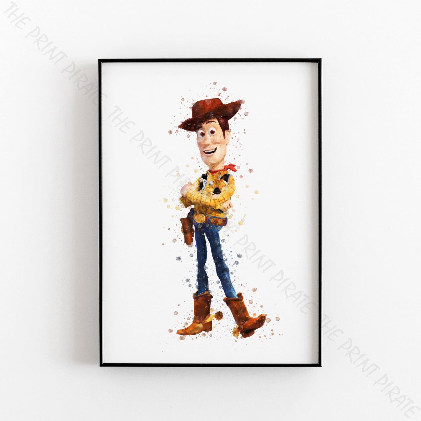 Disney Pixar 'COWBOY WOODY' Toy Story Watercolour Splash Wall Art Print