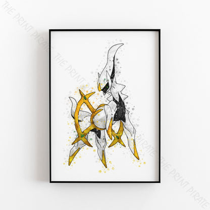 Pokemon 'ARCEUS' Watercolour Splash Wall Art Print