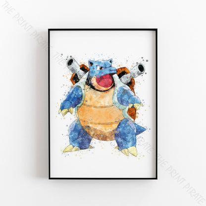 Pokemon 'BLASTOISE' Watercolour Splash Wall Art Print