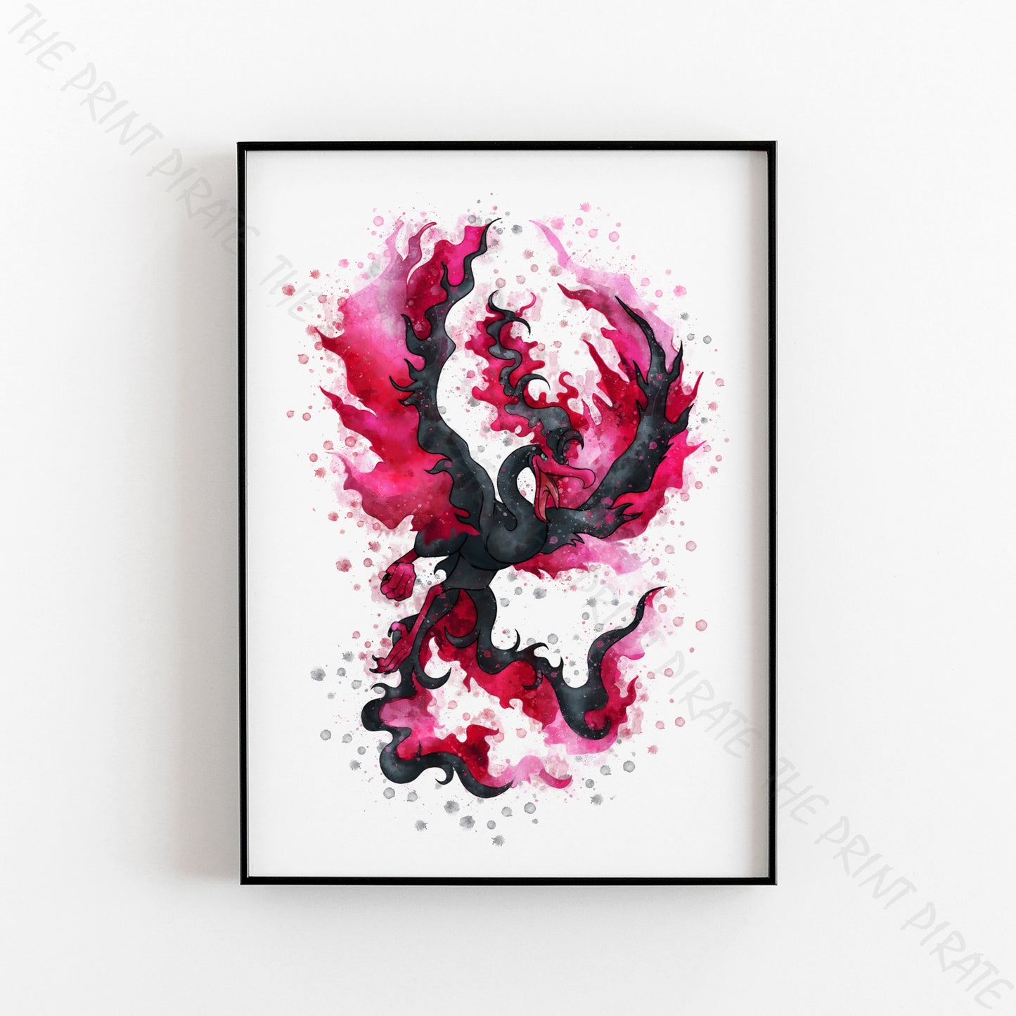 Pokemon 'GALARIAN MOLTRES' Watercolour Splash Wall Art Print