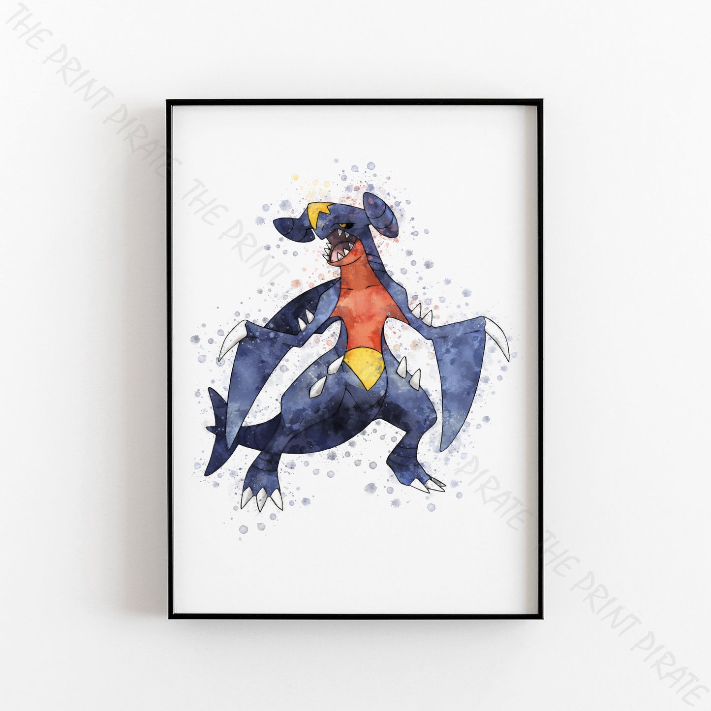 Pokemon 'GARCHOMP' Watercolour Splash Wall Art Print